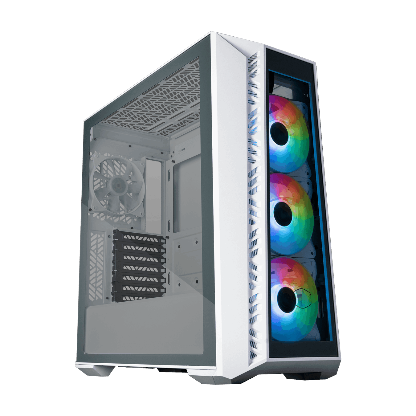 Cooler Master ATX Case Glass Panel RGB Fans White