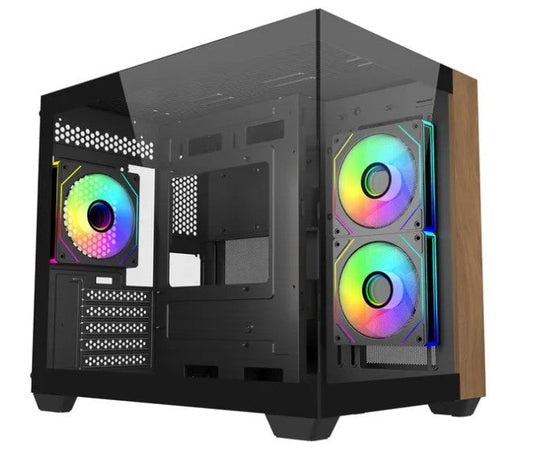 Cooler Master Elite 481 Wood mATX Case Tempered Glass