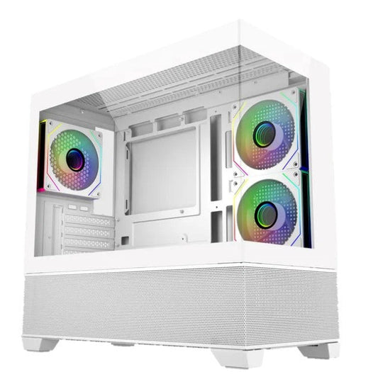 Cooler Master mATX Case White 270° Tempered Glass ARGB Fans