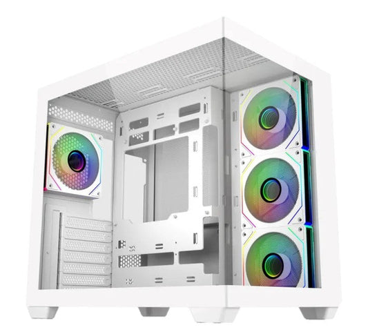 Cooler Master ATX Case Dual Glass Panel ARGB Fans White