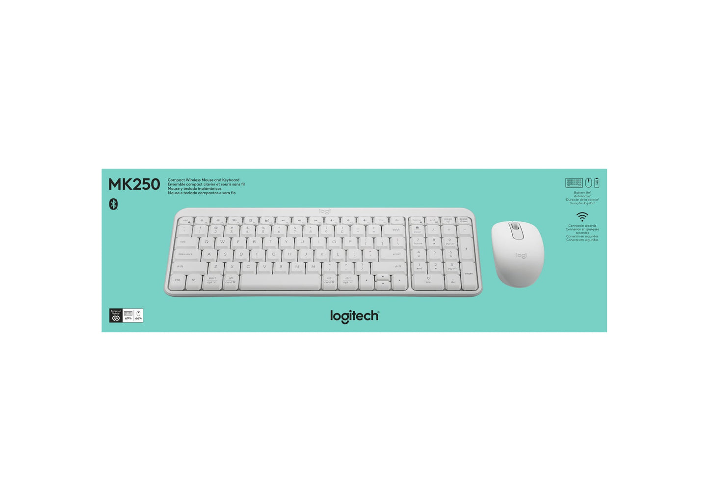 Logitech MK250 Compact Bluetooth Wireless Combo White